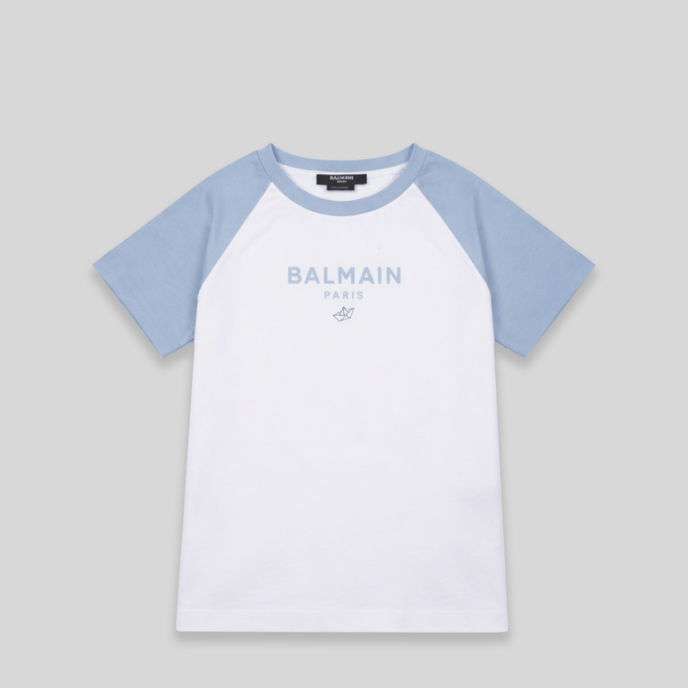 Balmain Kids Raglan Jersey Logo T-Shirt