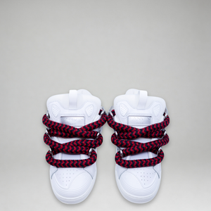 Lanvin Kids Zig Zag Lace Leather Sneakers