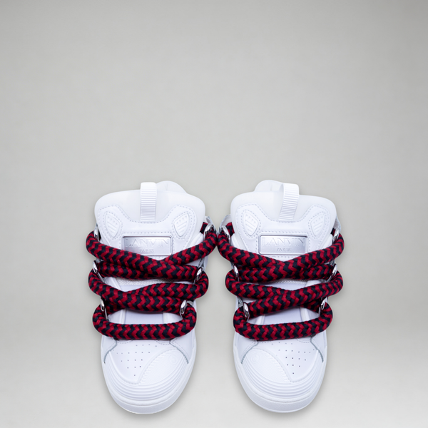 Lanvin Kids Zig Zag Lace Leather Sneakers