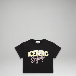 Iceberg Kids Girl's 'Enjoy Iceberg' Logo Cropped T-Shirt