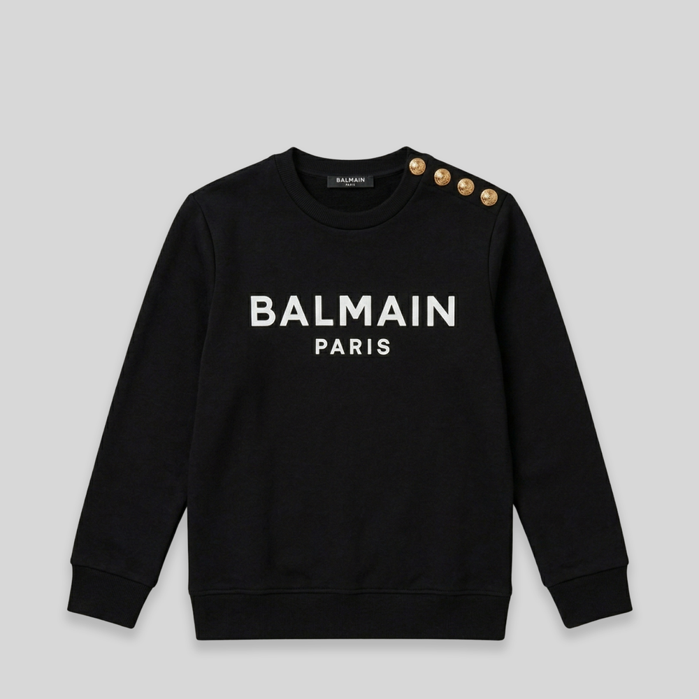 Balmain Kids Prestige Button Crewneck Sweatshirt