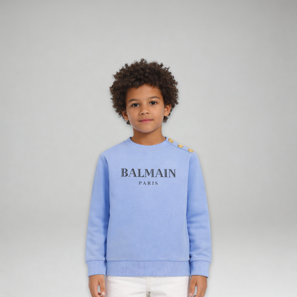 Balmain Kids Prestige Button Crewneck Sweatshirt