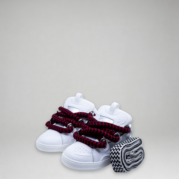 Lanvin Kids Zig Zag Lace Leather Sneakers