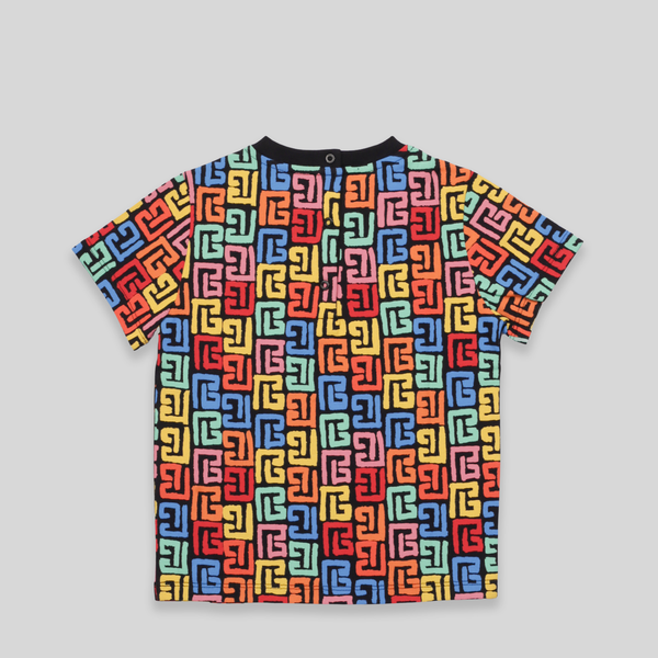 Balmain Kids Multicolor Monogram 'PB' Logo T-Shirt