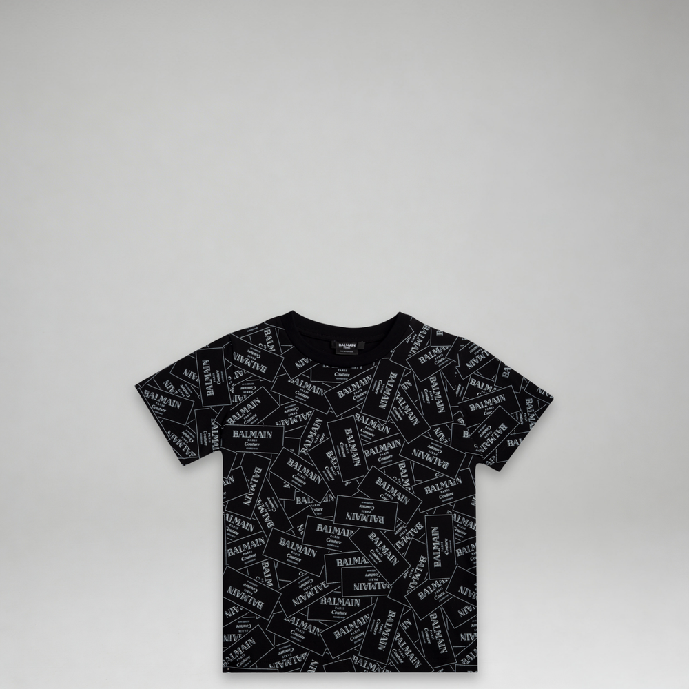 Balmain Kids Monogram Label Logo T-Shirt
