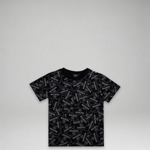 Balmain Kids Monogram Label Logo T-Shirt