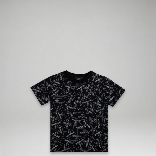 Balmain Kids Monogram Label Logo T-Shirt