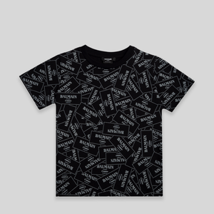 Balmain Kids Monogram Label Logo T-Shirt