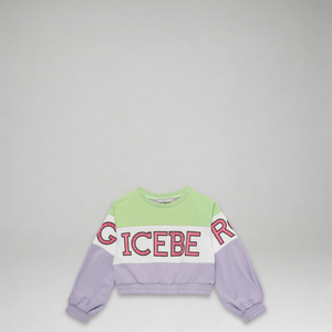 Iceberg Kids Girl's Cropped Color Block Crewneck Sweatshirt