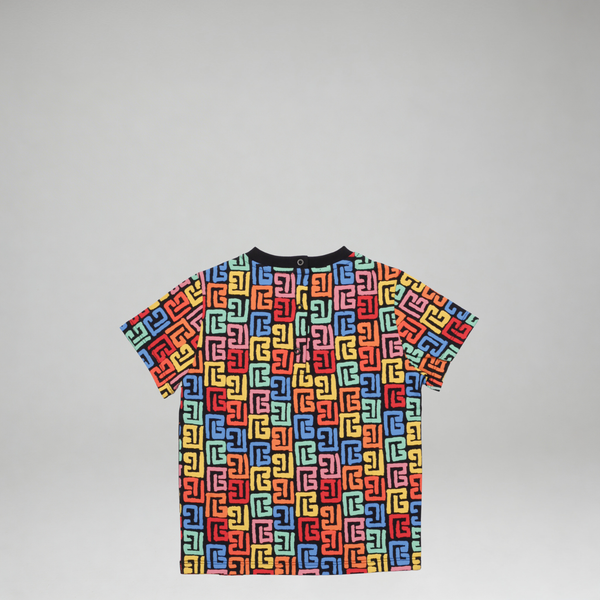 Balmain Kids Multicolor Monogram 'PB' Logo T-Shirt