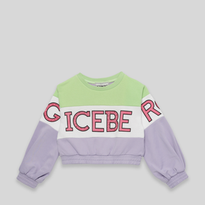 Iceberg Kids Girl's Cropped Color Block Crewneck Sweatshirt