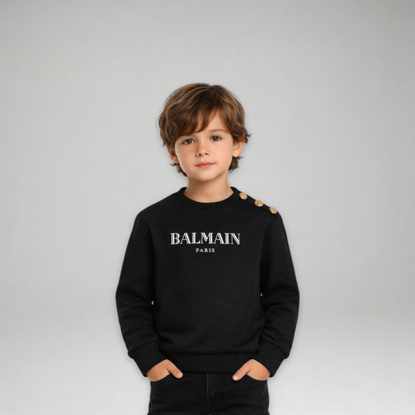Balmain Kids Prestige Button Crewneck Sweatshirt