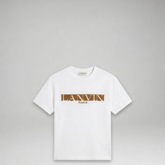 Lanvin Kids Raised Flocked Logo Short Sleeve T-Shirt