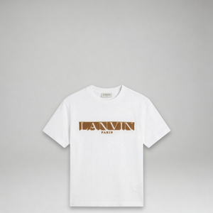 Lanvin Kids Raised Flocked Logo Short Sleeve T-Shirt
