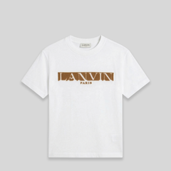 Lanvin Kids Raised Flocked Logo Short Sleeve T-Shirt