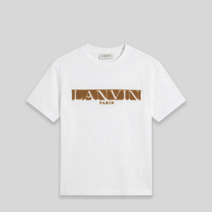 Lanvin Kids Raised Flocked Logo Short Sleeve T-Shirt
