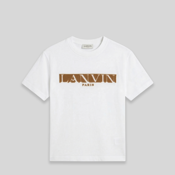Lanvin Kids Raised Flocked Logo Short Sleeve T-Shirt