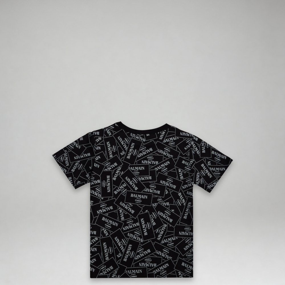 Balmain Kids Monogram Label Logo T-Shirt