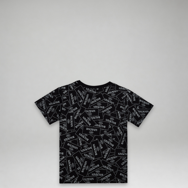 Balmain Kids Monogram Label Logo T-Shirt