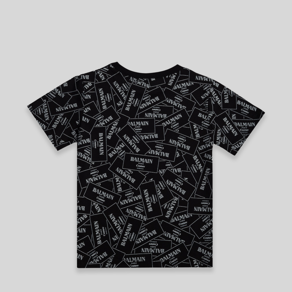 Balmain Kids Monogram Label Logo T-Shirt