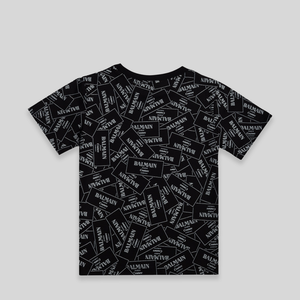 Balmain Kids Monogram Label Logo T-Shirt