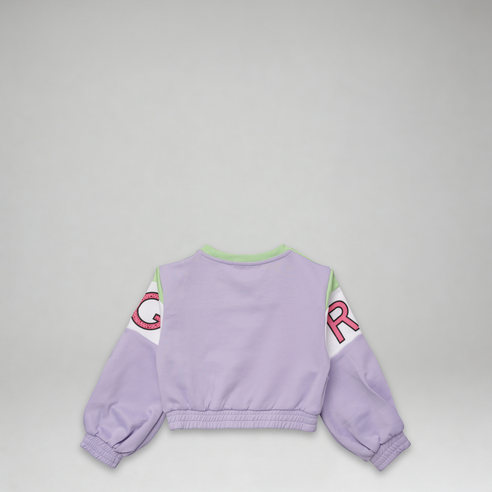 Iceberg Kids Girl's Cropped Color Block Crewneck Sweatshirt
