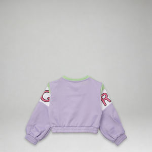 Iceberg Kids Girl's Cropped Color Block Crewneck Sweatshirt