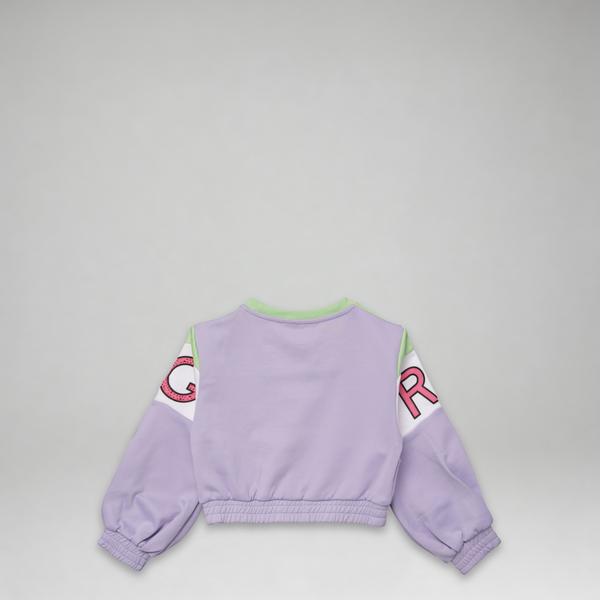 Iceberg Kids Girl's Cropped Color Block Crewneck Sweatshirt