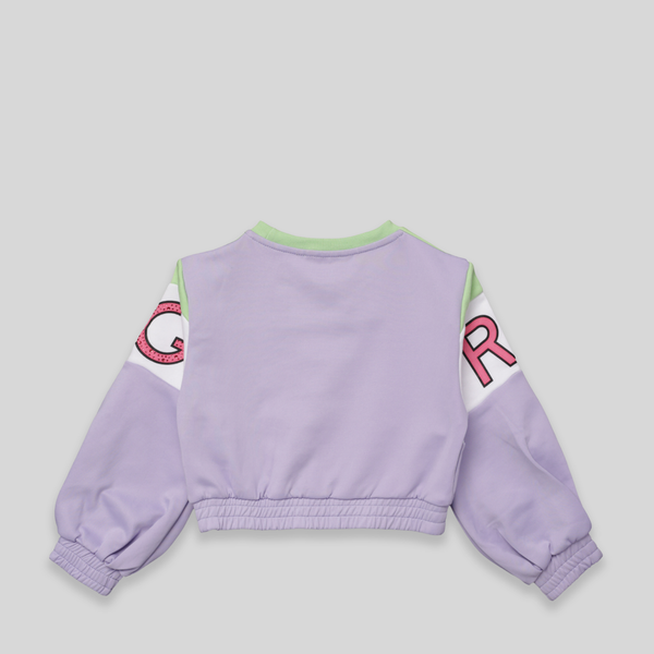 Iceberg Kids Girl's Cropped Color Block Crewneck Sweatshirt