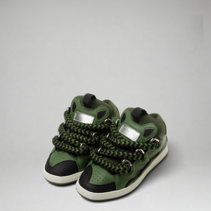 Lanvin Kids Zig Zag Lace Leather Sneakers