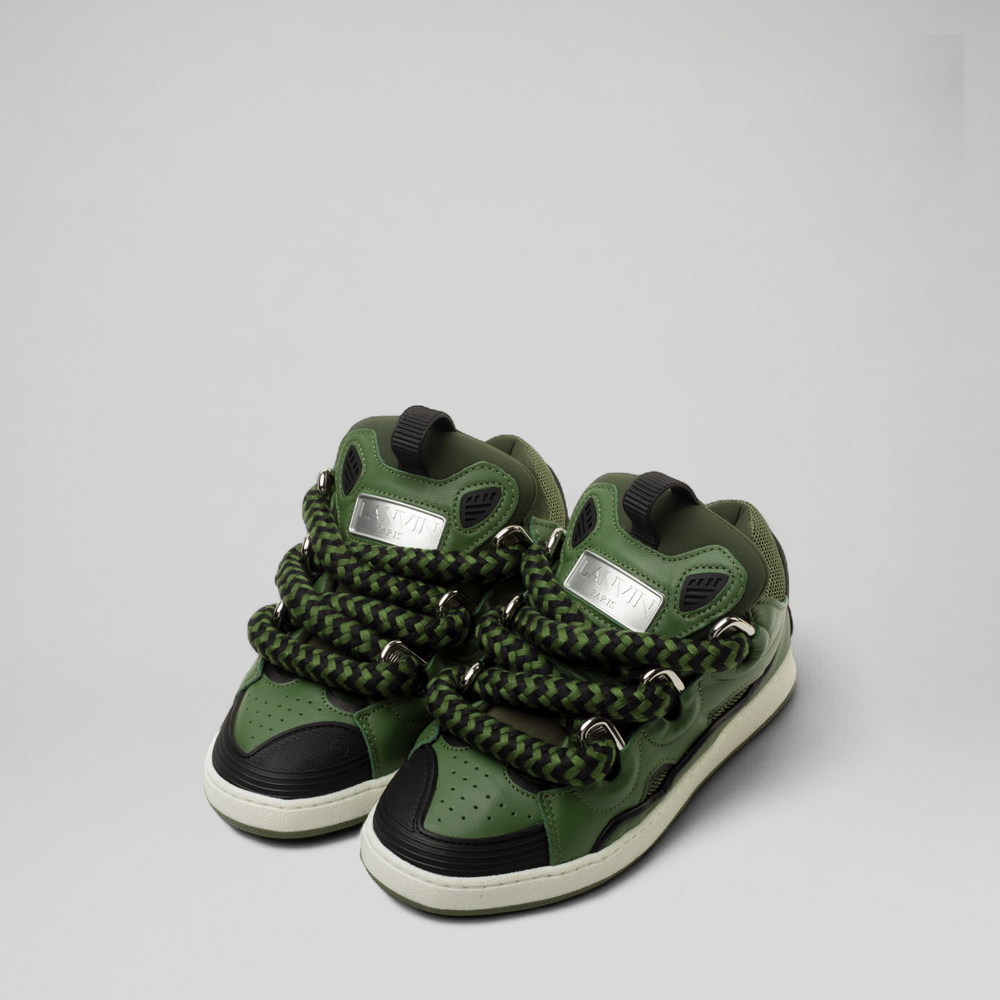 Lanvin Kids Zig Zag Lace Leather Sneakers