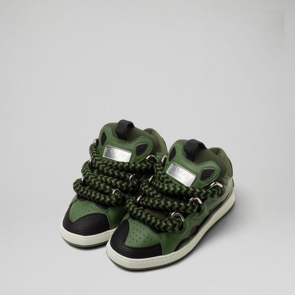 Lanvin Kids Zig Zag Lace Leather Sneakers