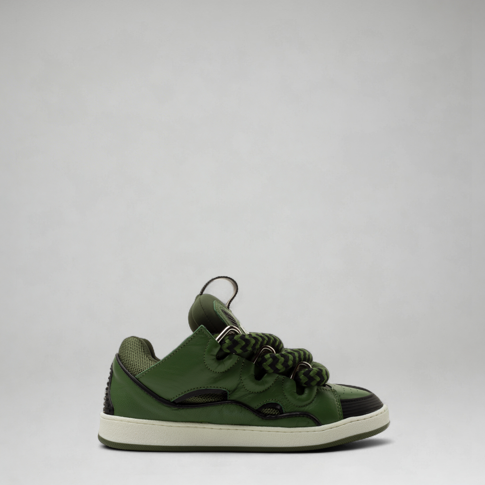 Lanvin Kids Zig Zag Lace Leather Sneakers