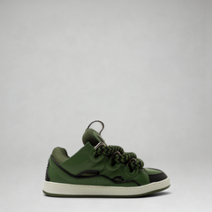 Lanvin Kids Zig Zag Lace Leather Sneakers