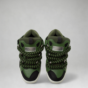 Lanvin Kids Zig Zag Lace Leather Sneakers