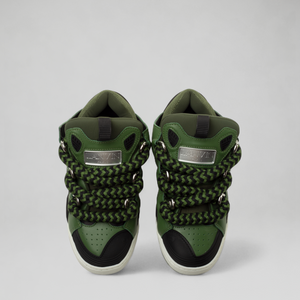 Lanvin Kids Zig Zag Lace Leather Sneakers