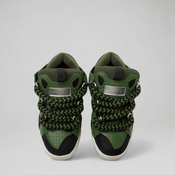 Lanvin Kids Zig Zag Lace Leather Sneakers