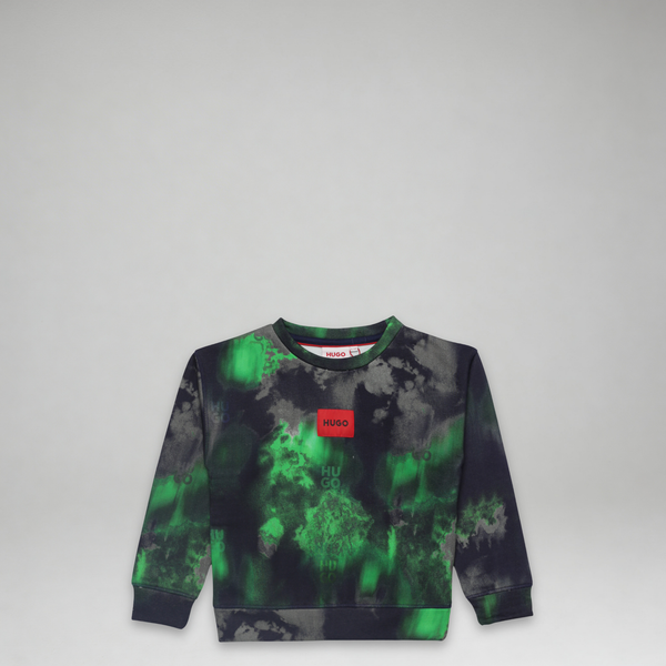 Hugo by Hugo Boss Kids Color Dyed All Over Print Crewneck Sweatshirt