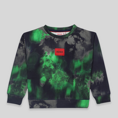 Hugo by Hugo Boss Kids Color Dyed All Over Print Crewneck Sweatshirt