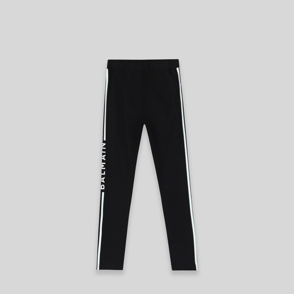 Balmain Kids Girl's Striped Logo Leggings