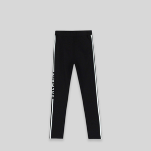 Balmain Kids Girl's Striped Logo Leggings