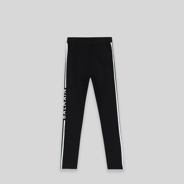 Balmain Kids Girl's Striped Logo Leggings