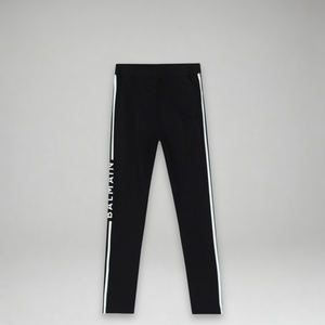 Balmain Kids Girl's Striped Logo Leggings