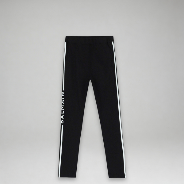 Balmain Kids Girl's Striped Logo Leggings