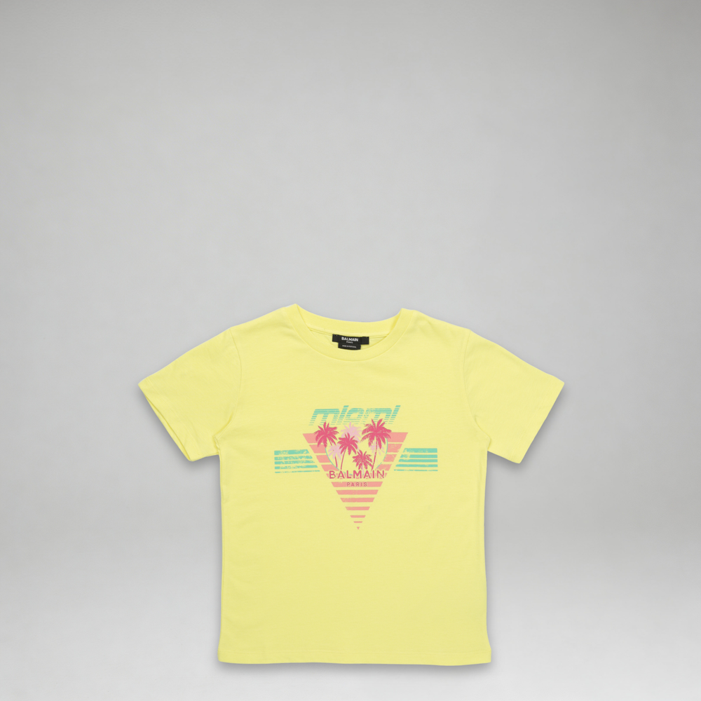 Balmain Kids Palm Tree Logo T-Shirt