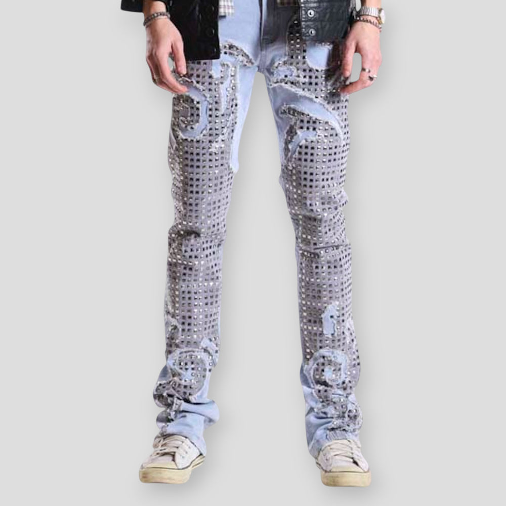 Hidden Treasures 'Gridwave Heritage' Studded Slim Stacked Fit Denim Jeans