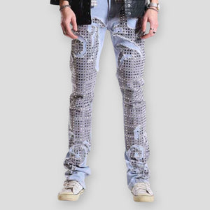 Hidden Treasures 'Gridwave Heritage' Studded Slim Stacked Fit Denim Jeans