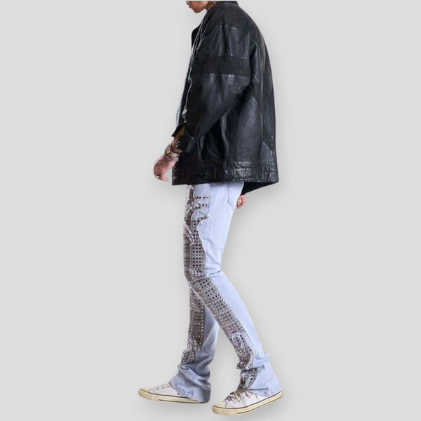 Hidden Treasures 'Gridwave Heritage' Studded Slim Stacked Fit Denim Jeans