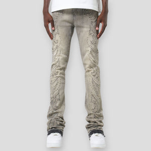 Hidden Treasures 'Ornate Flame' Slim Stacked Fit Denim Jeans