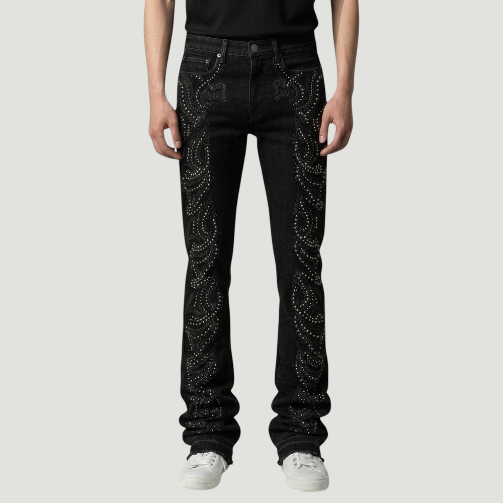 Hidden Treasures 'Ornate Flame' Slim Stacked Fit Denim Jeans